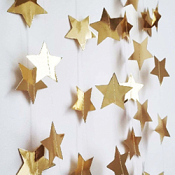 Гирлянда Звезды металлик 7 см 4 м золото